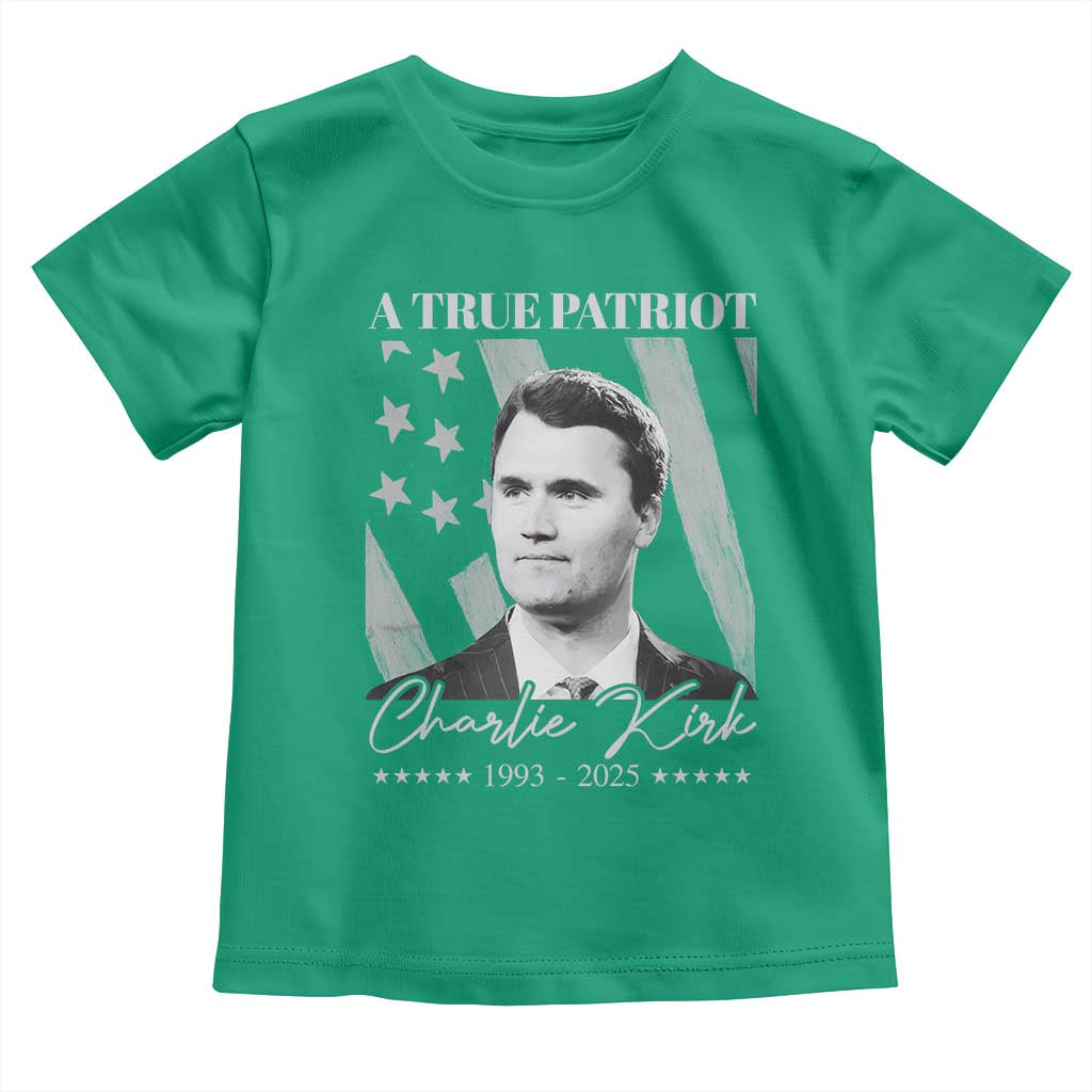 A True Patriot Charlie Kirk Toddler T Shirt Vintage American Flag TS11 Irish Green Print Your Wear