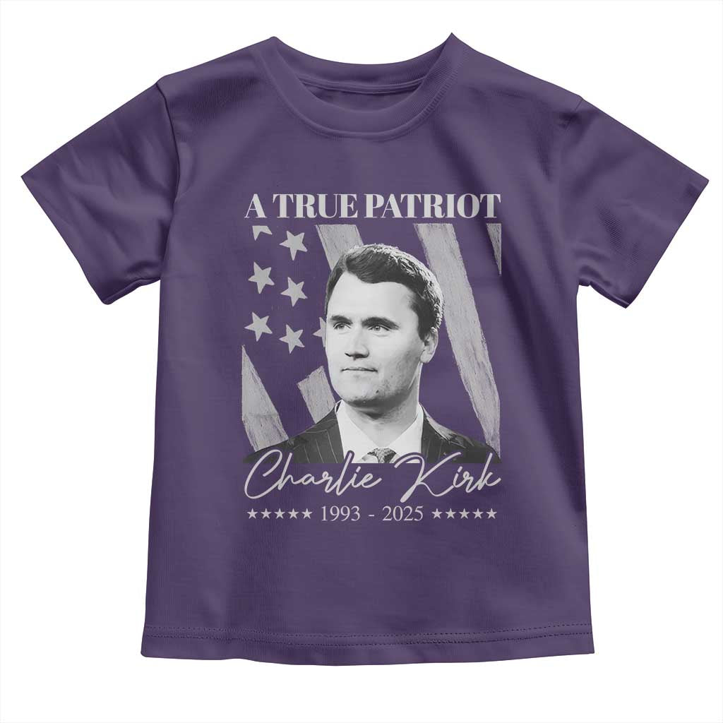A True Patriot Charlie Kirk Toddler T Shirt Vintage American Flag TS11 Purple Print Your Wear