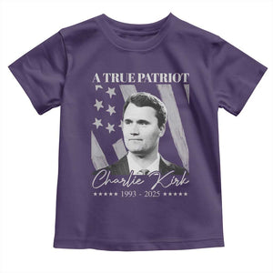 A True Patriot Charlie Kirk Toddler T Shirt Vintage American Flag TS11 Purple Print Your Wear