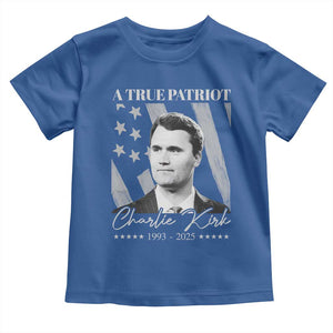 A True Patriot Charlie Kirk Toddler T Shirt Vintage American Flag TS11 Royal Blue Print Your Wear