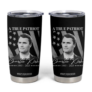 A True Patriot Charlie Kirk Tumbler Cup Vintage American Flag TS11 Black Print Your Wear