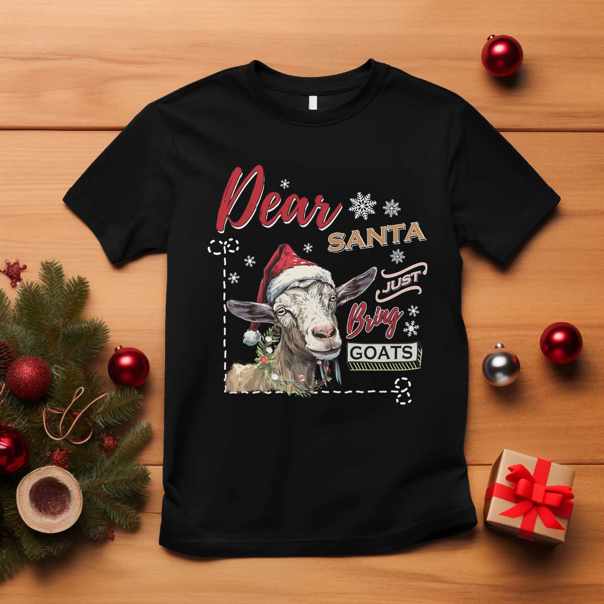 Funny Yule T Shirt Dear Santa Just Bring Goats Krampus TS11 Black Print Your Wear
