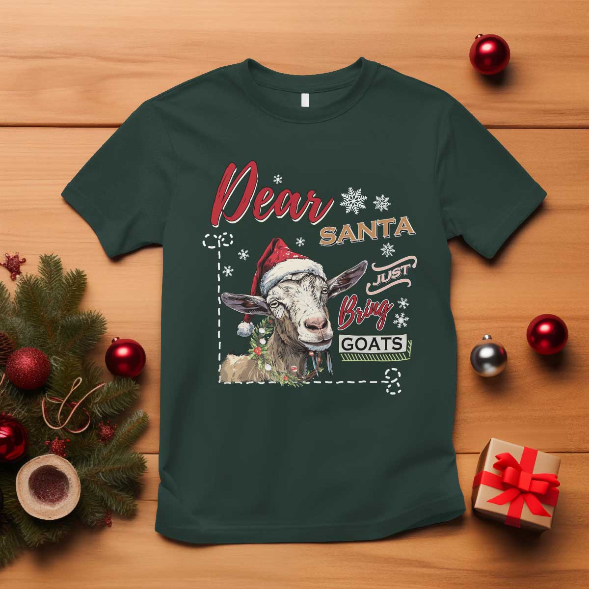 Funny Yule T Shirt Dear Santa Just Bring Goats Krampus TS11 Dark Forest Green Print Your Wear