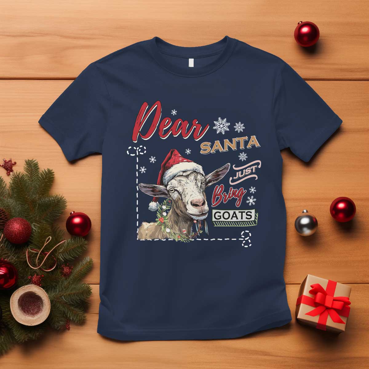 Funny Yule T Shirt Dear Santa Just Bring Goats Krampus TS11 Navy Print Your Wear