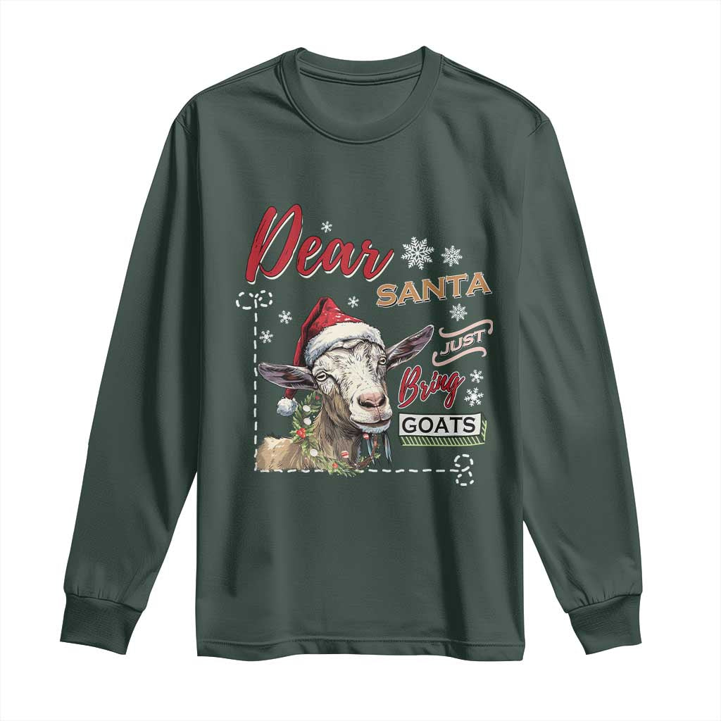 Funny Yule Long Sleeve Shirt Dear Santa Just Bring Goats Krampus TS11 Dark Forest Green Print Your Wear