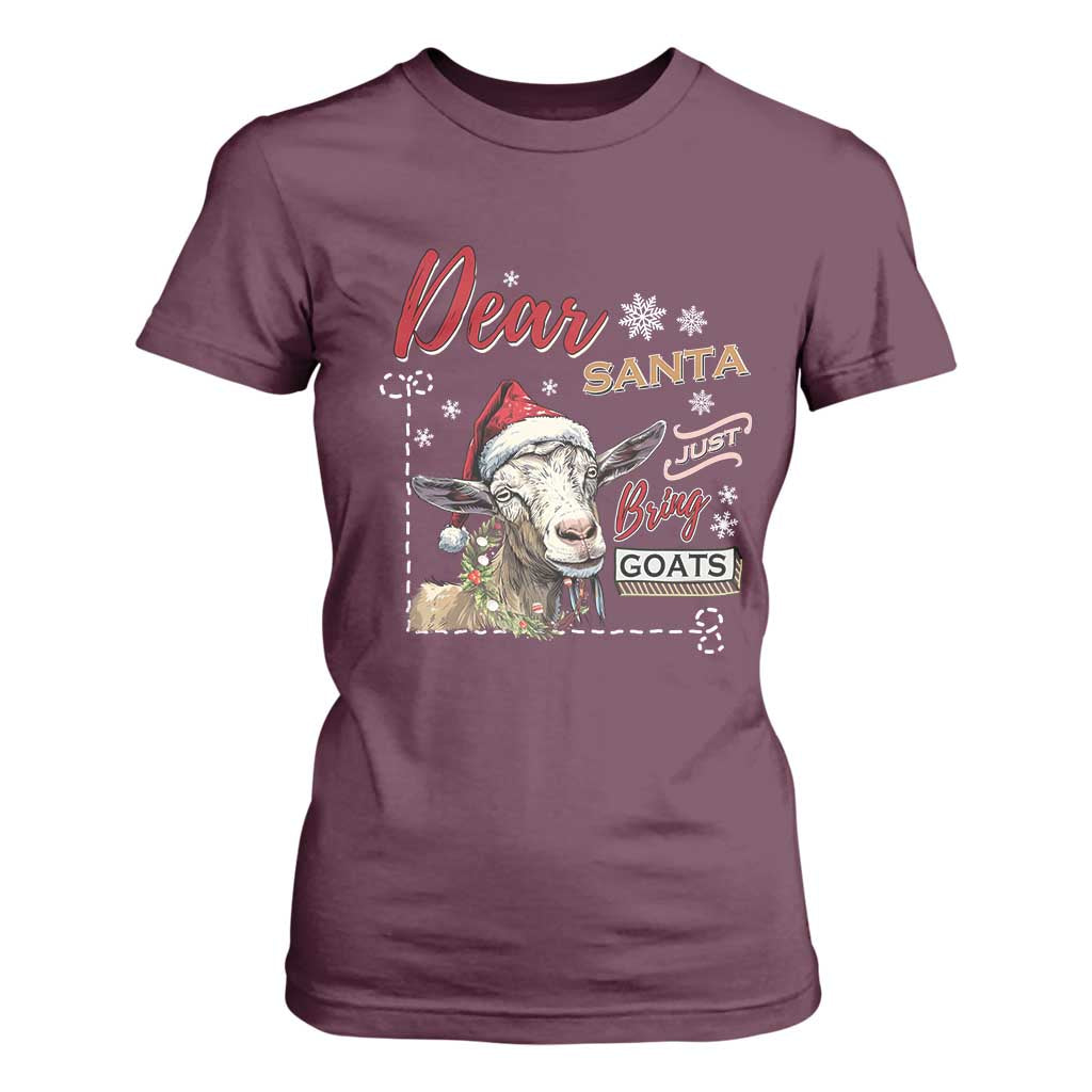 Funny Yule T Shirt For Women Dear Santa Just Bring Goats Krampus TS11 Maroon Print Your Wear