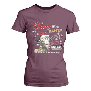 Funny Yule T Shirt For Women Dear Santa Just Bring Goats Krampus TS11 Maroon Print Your Wear