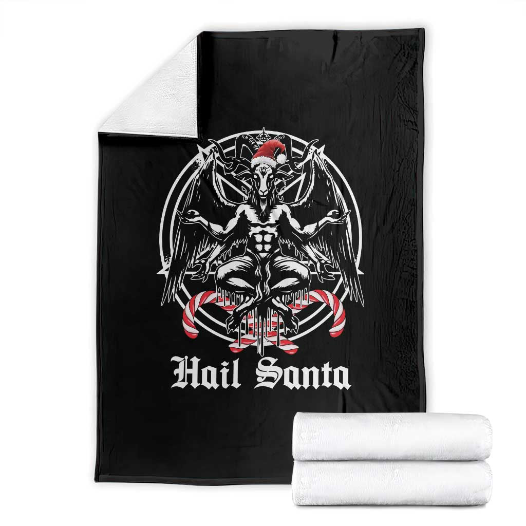 Hail Santa Gothic Christmas Throw Blanket Baphomet Gothmas Pentagram TS11 Black Print Your Wear