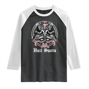 Hail Santa Gothic Christmas Raglan Shirt Baphomet Gothmas Pentagram TS11 Black White Print Your Wear