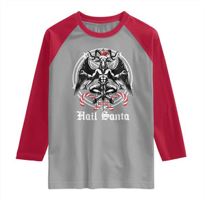 Hail Santa Gothic Christmas Raglan Shirt Baphomet Gothmas Pentagram TS11 Sport Gray Red Print Your Wear