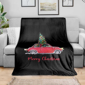 Merry Christmas Throw Blanket Vintage Xmas Tree Car TS11 Print Your Wear