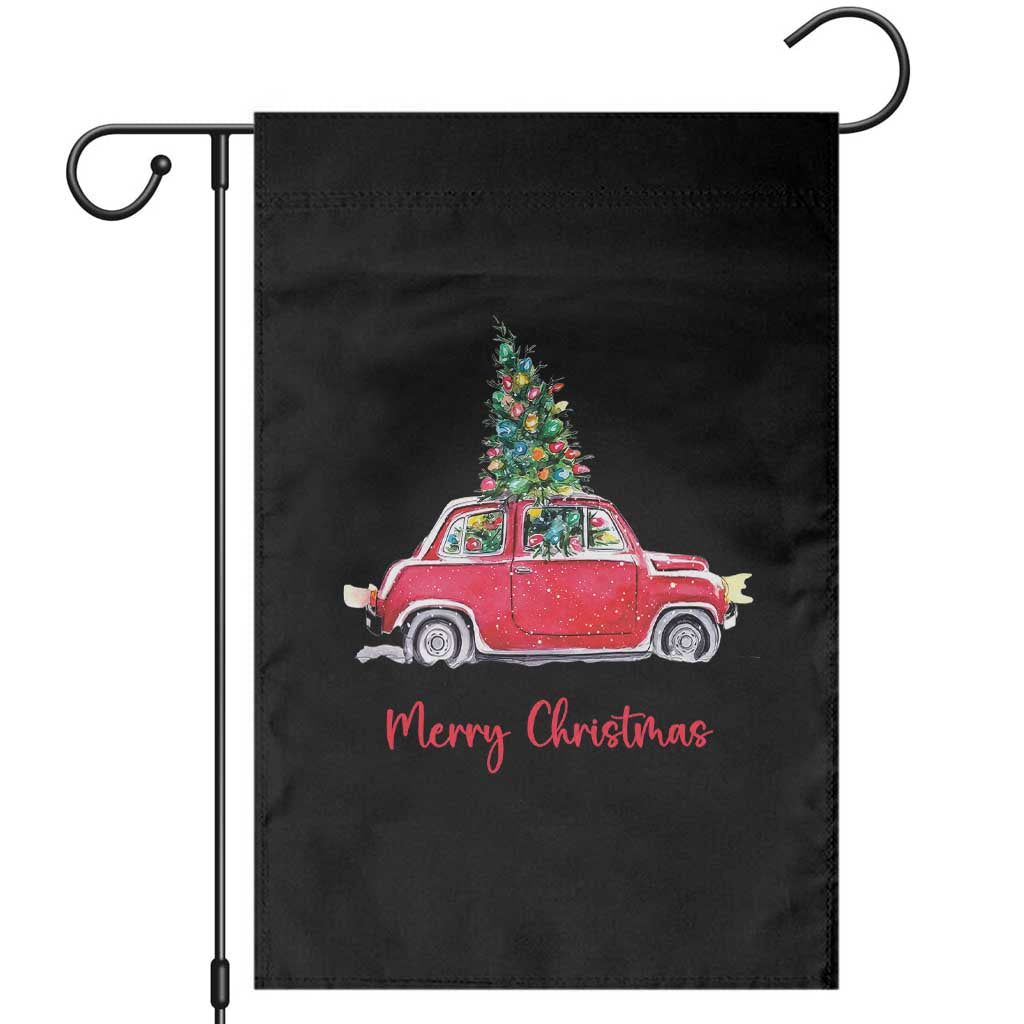 Merry Christmas Garden Flag Vintage Xmas Tree Car TS11 Black Print Your Wear