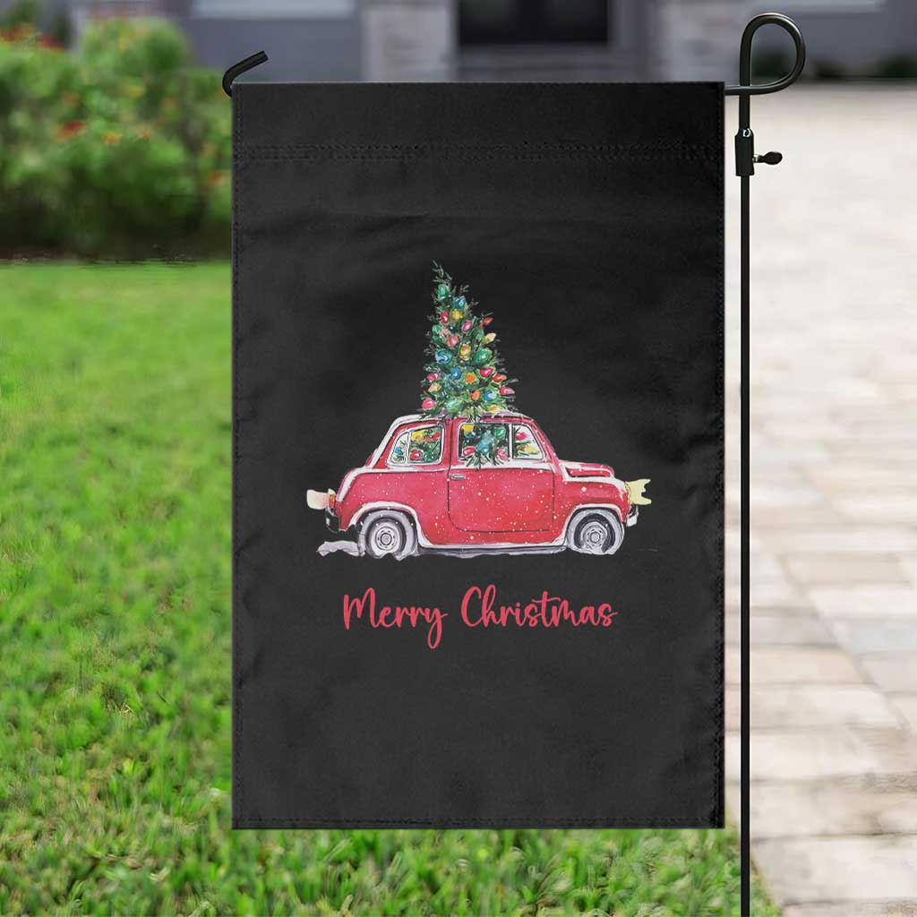 Merry Christmas Garden Flag Vintage Xmas Tree Car TS11 Print Your Wear