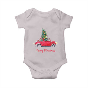 Merry Christmas Baby Onesie Vintage Xmas Tree Car TS11 Ice Gray Print Your Wear