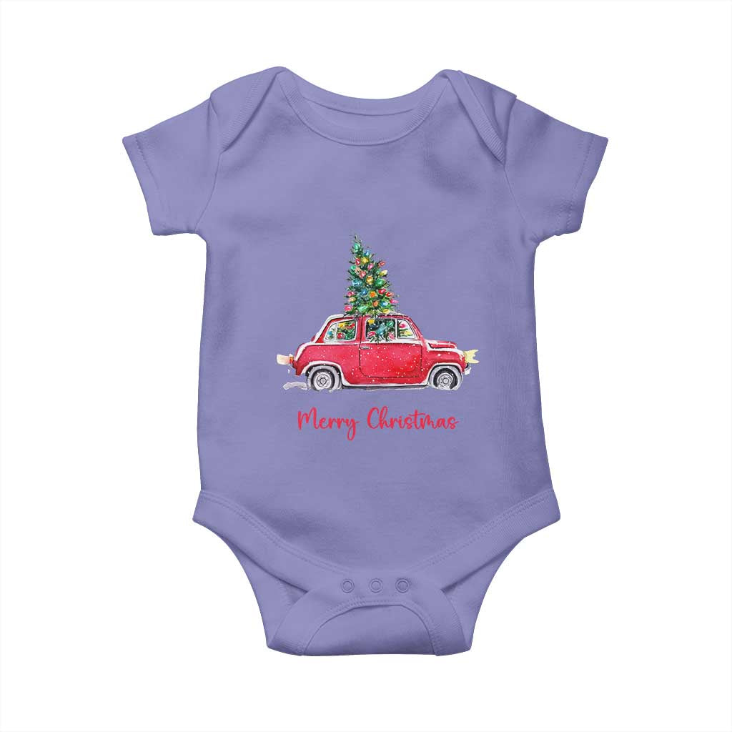 Merry Christmas Baby Onesie Vintage Xmas Tree Car TS11 Violet Print Your Wear