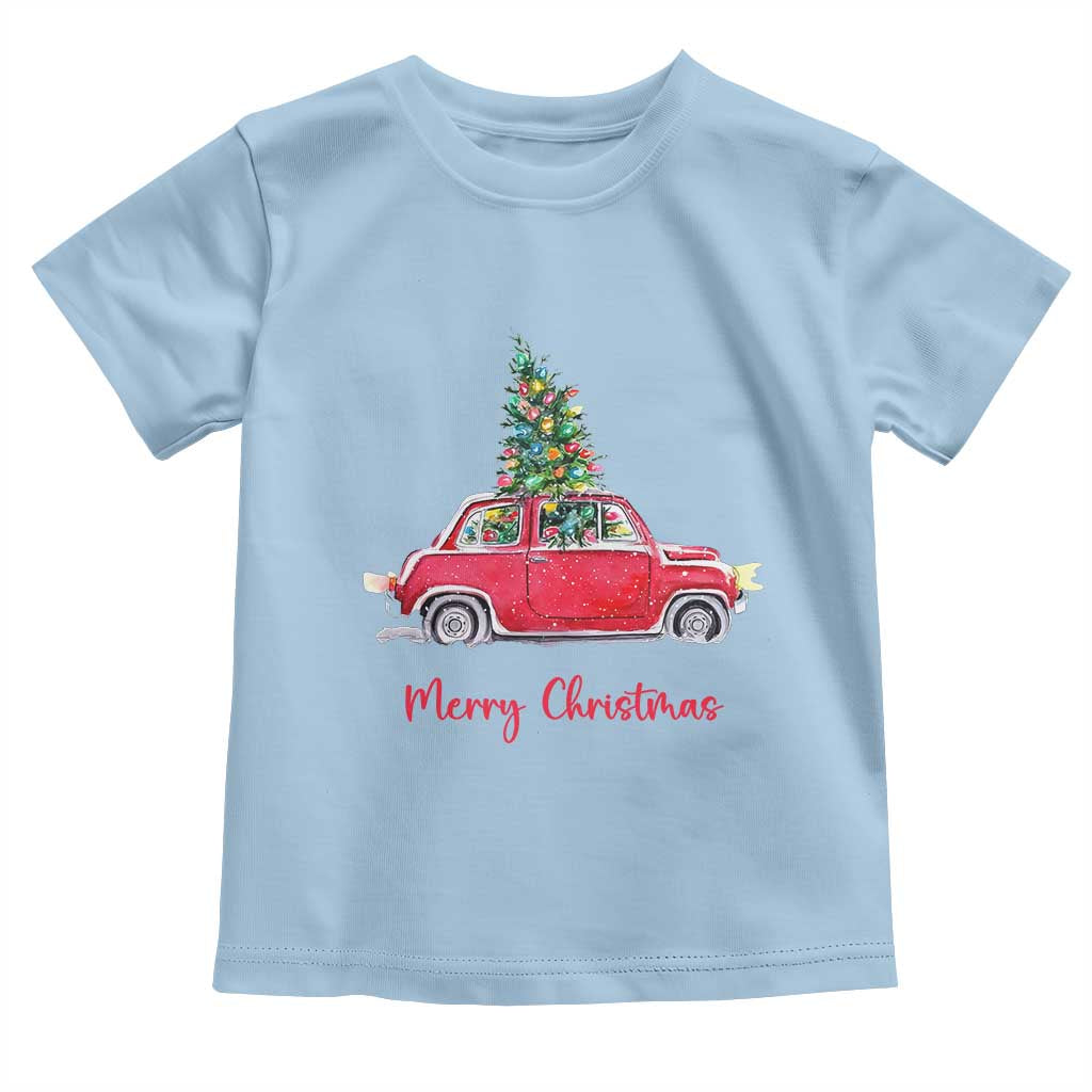 Merry Christmas Baby Shirt Vintage Xmas Tree Car TS11 Light Blue Print Your Wear