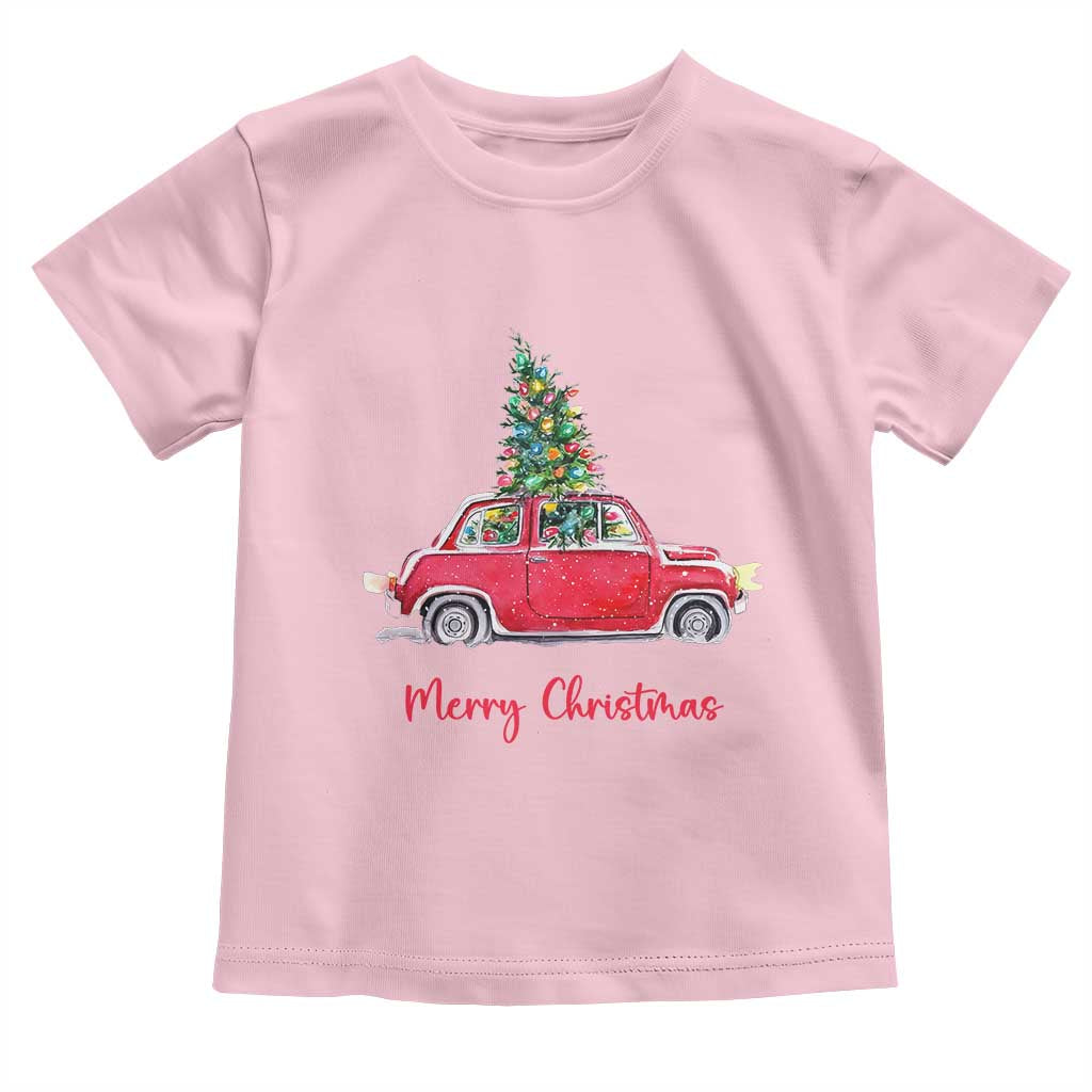 Merry Christmas Baby Shirt Vintage Xmas Tree Car TS11 Light Pink Print Your Wear