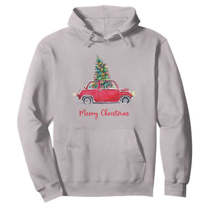 Merry Christmas Hoodie Vintage Xmas Tree Car TS11 Ice Gray Print Your Wear
