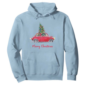 Merry Christmas Hoodie Vintage Xmas Tree Car TS11 Light Blue Print Your Wear