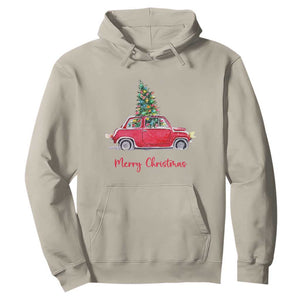 Merry Christmas Hoodie Vintage Xmas Tree Car TS11 Sand Print Your Wear