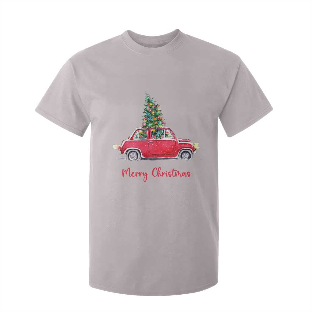 Merry Christmas T Shirt For Kid Vintage Xmas Tree Car TS11 Ice Gray Print Your Wear