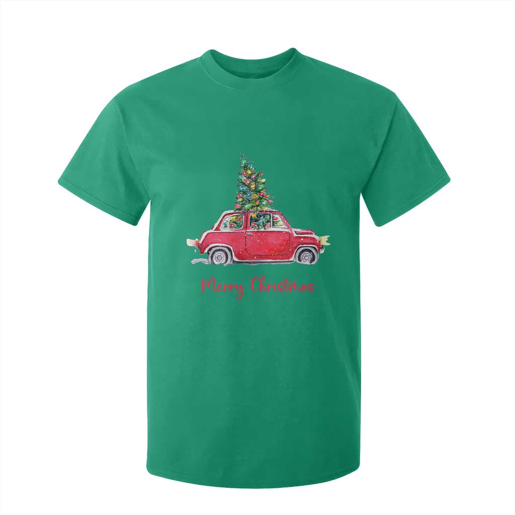 Merry Christmas T Shirt For Kid Vintage Xmas Tree Car TS11 Irish Green Print Your Wear