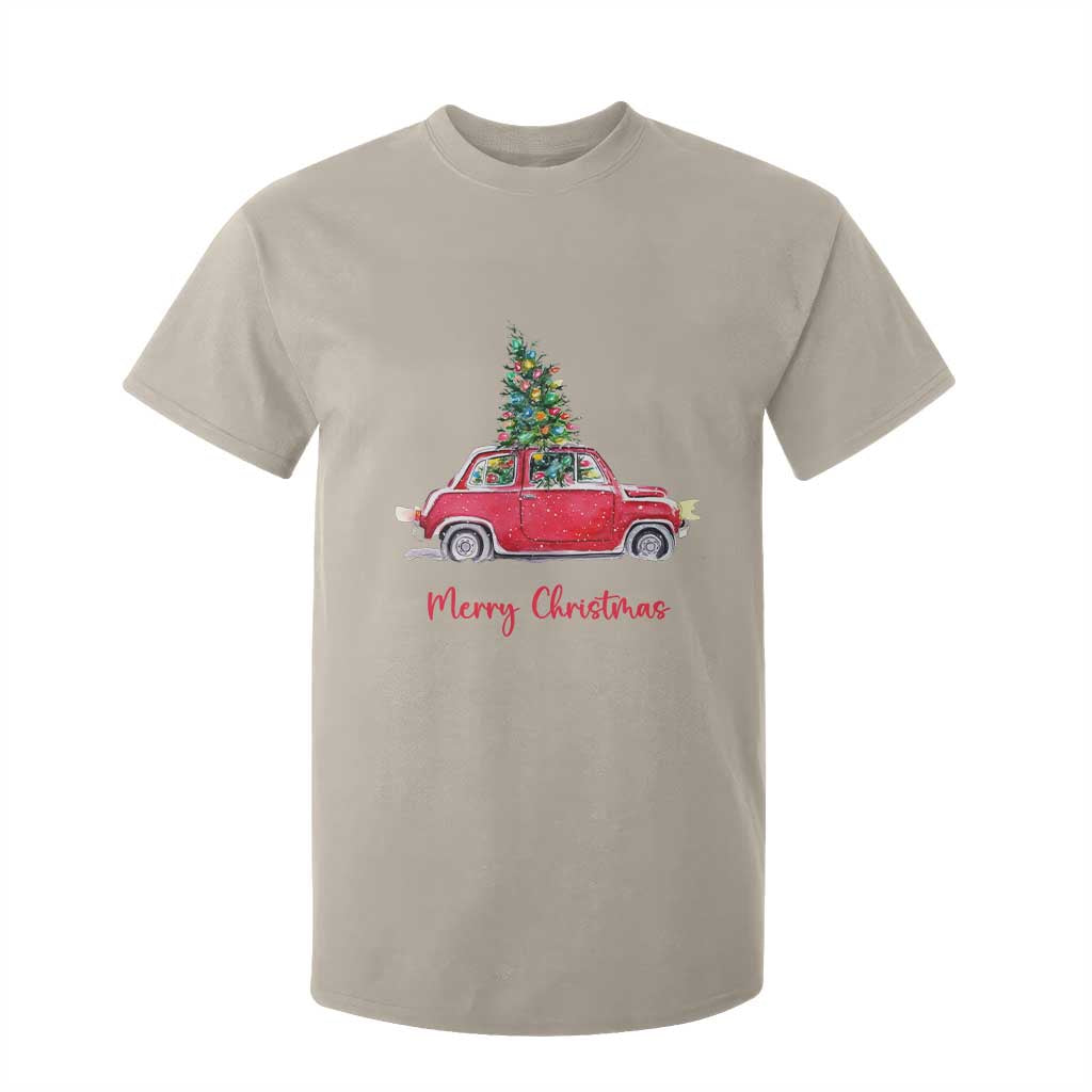 Merry Christmas T Shirt For Kid Vintage Xmas Tree Car TS11 Sand Print Your Wear