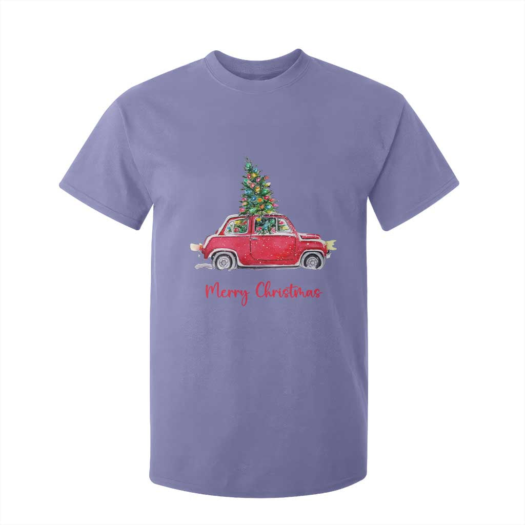Merry Christmas T Shirt For Kid Vintage Xmas Tree Car TS11 Violet Print Your Wear