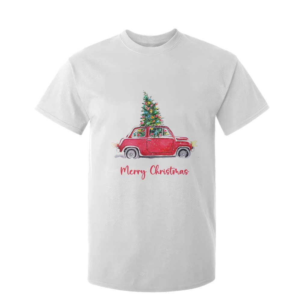 Merry Christmas T Shirt For Kid Vintage Xmas Tree Car TS11 White Print Your Wear