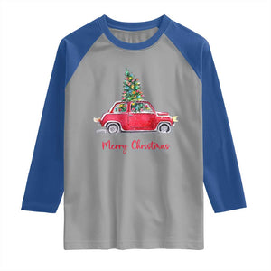 Merry Christmas Raglan Shirt Vintage Xmas Tree Car TS11 Sport Gray Royal Print Your Wear