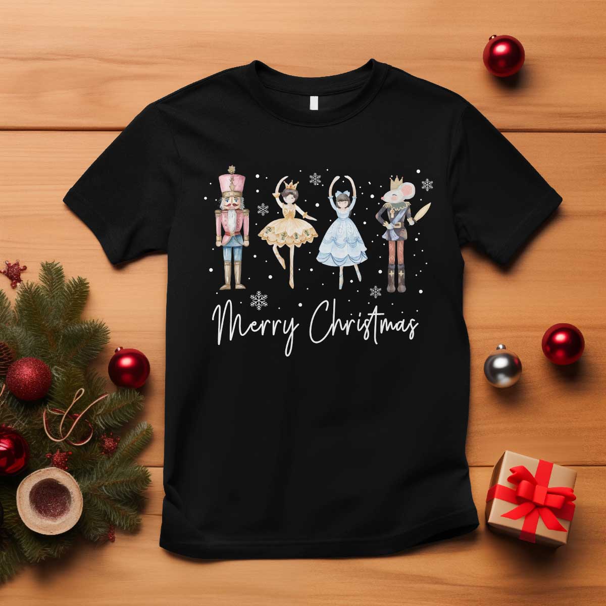Merry Christmas Nutcracker Ballerina Mouseking T Shirt TS11 Black Print Your Wear