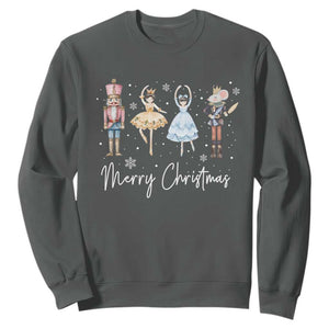 Merry Christmas Nutcracker Ballerina Mouseking Sweatshirt TS11 Dark Heather Print Your Wear