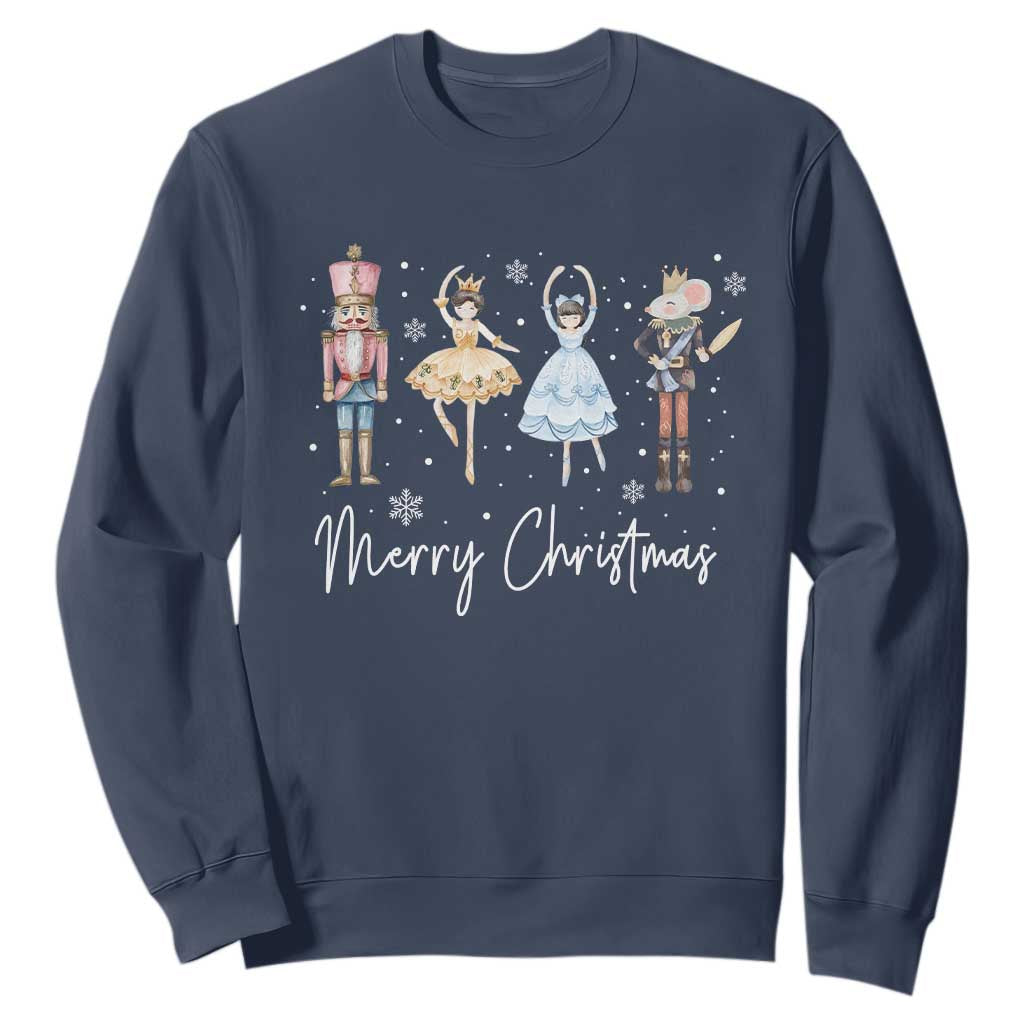 Merry Christmas Nutcracker Ballerina Mouseking Sweatshirt TS11 Navy Print Your Wear