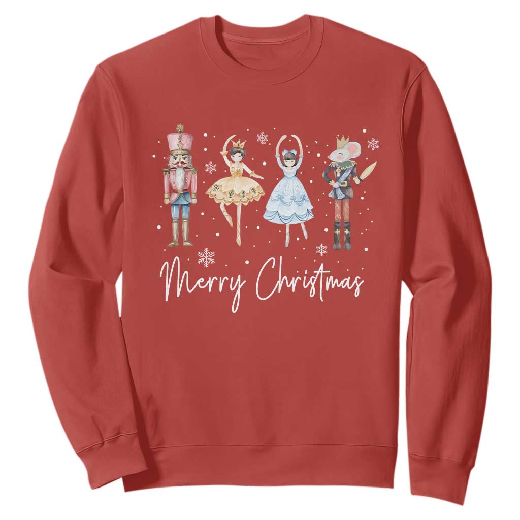 Merry Christmas Nutcracker Ballerina Mouseking Sweatshirt TS11 Red Print Your Wear