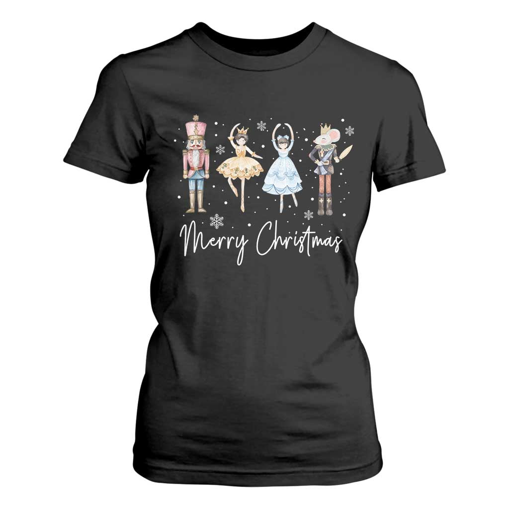 Merry Christmas Nutcracker Ballerina Mouseking T Shirt For Women TS11 Black Print Your Wear