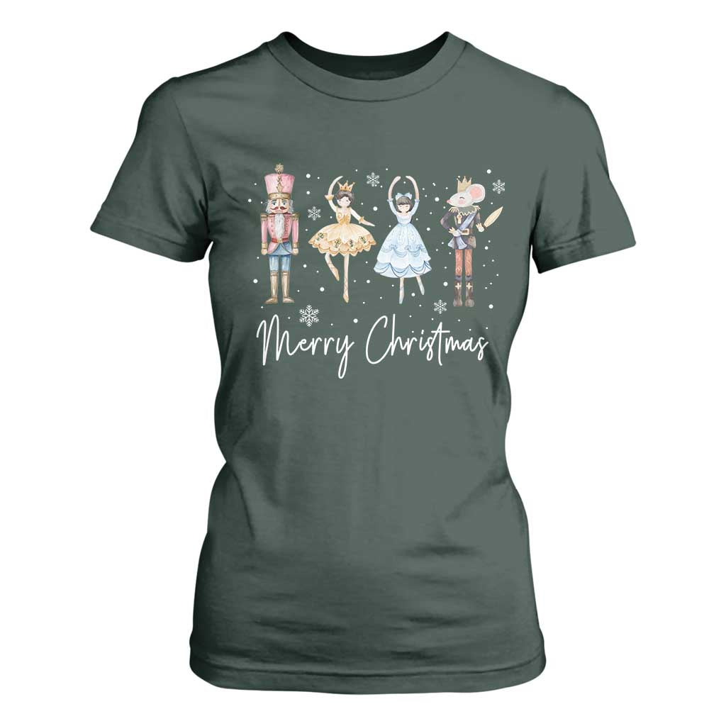Merry Christmas Nutcracker Ballerina Mouseking T Shirt For Women TS11 Dark Forest Green Print Your Wear