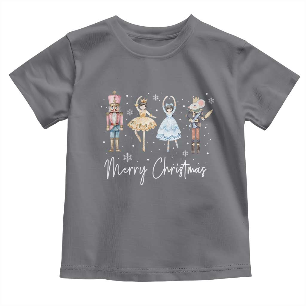 Merry Christmas Nutcracker Ballerina Mouseking Toddler T Shirt TS11 Charcoal Print Your Wear