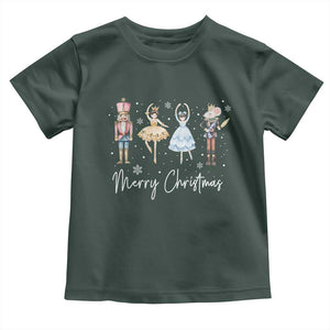 Merry Christmas Nutcracker Ballerina Mouseking Toddler T Shirt TS11 Dark Forest Green Print Your Wear