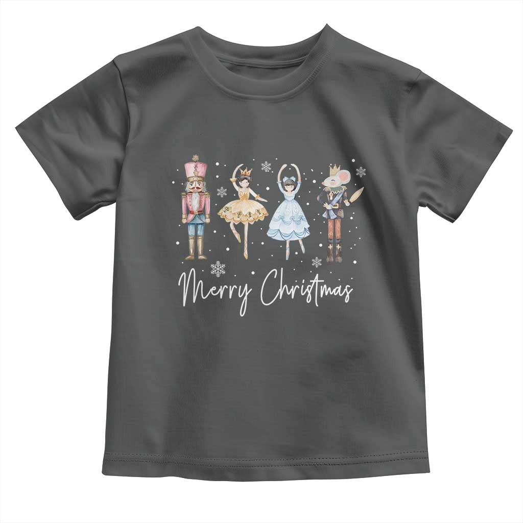 Merry Christmas Nutcracker Ballerina Mouseking Toddler T Shirt TS11 Dark Heather Print Your Wear