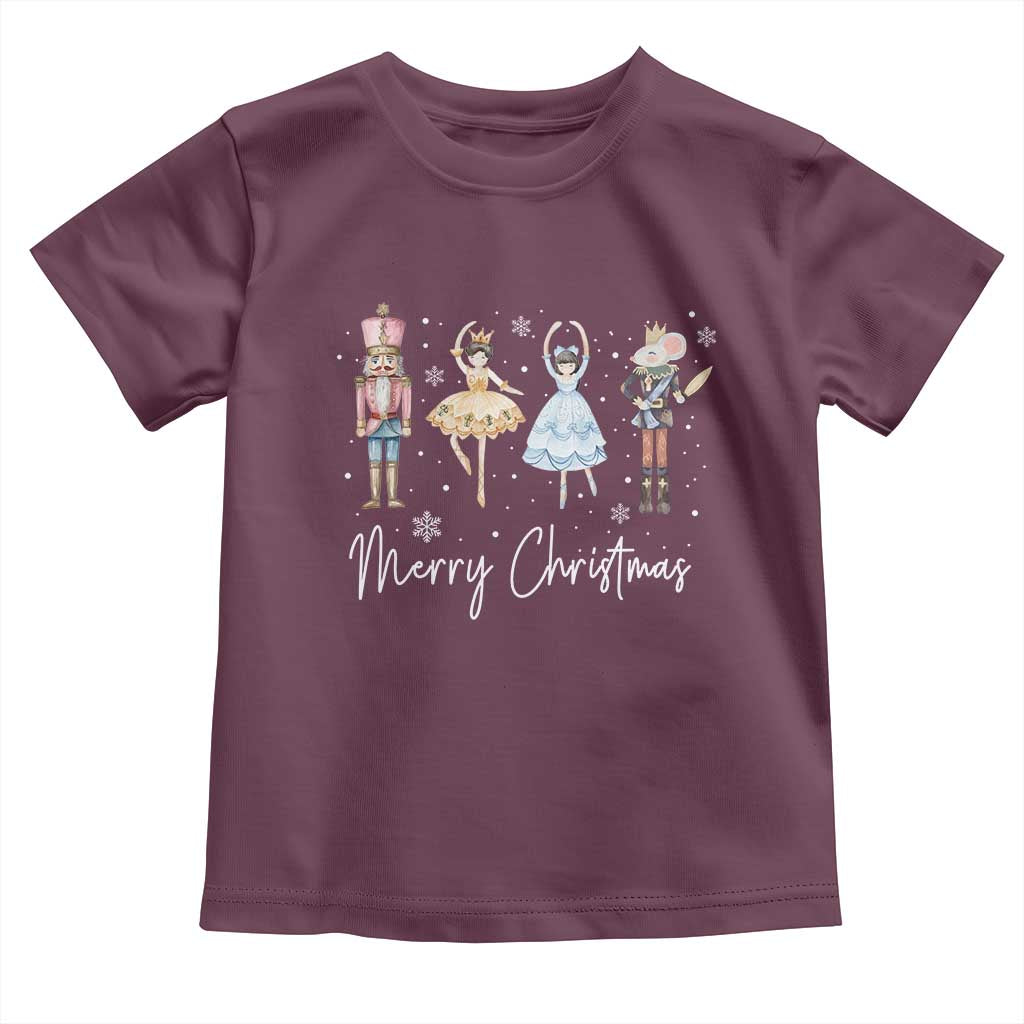 Merry Christmas Nutcracker Ballerina Mouseking Toddler T Shirt TS11 Maroon Print Your Wear