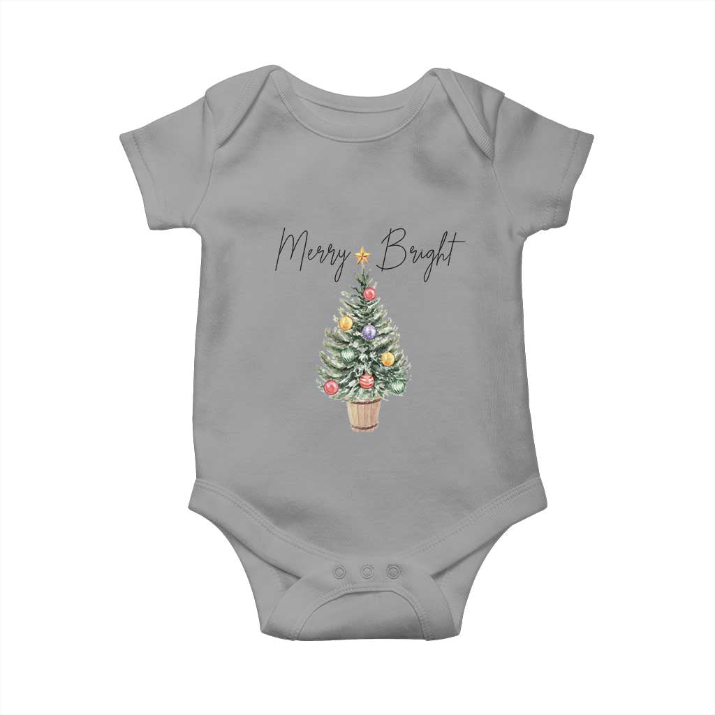 Christmas Baby Onesie Merry And Bright Retro Xmas Tree TS11 Sport Gray Print Your Wear