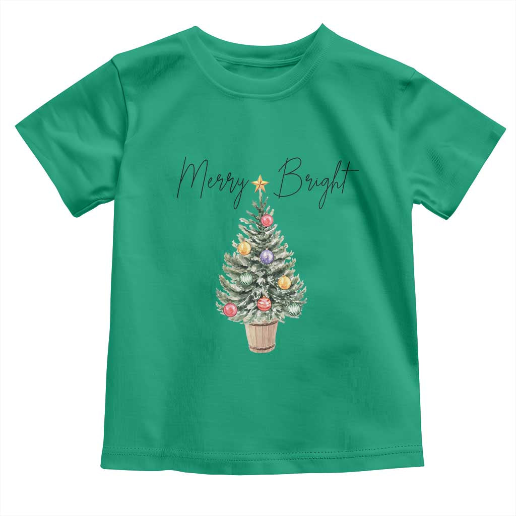 Christmas Baby Shirt Merry And Bright Retro Xmas Tree TS11 Irish Green Print Your Wear