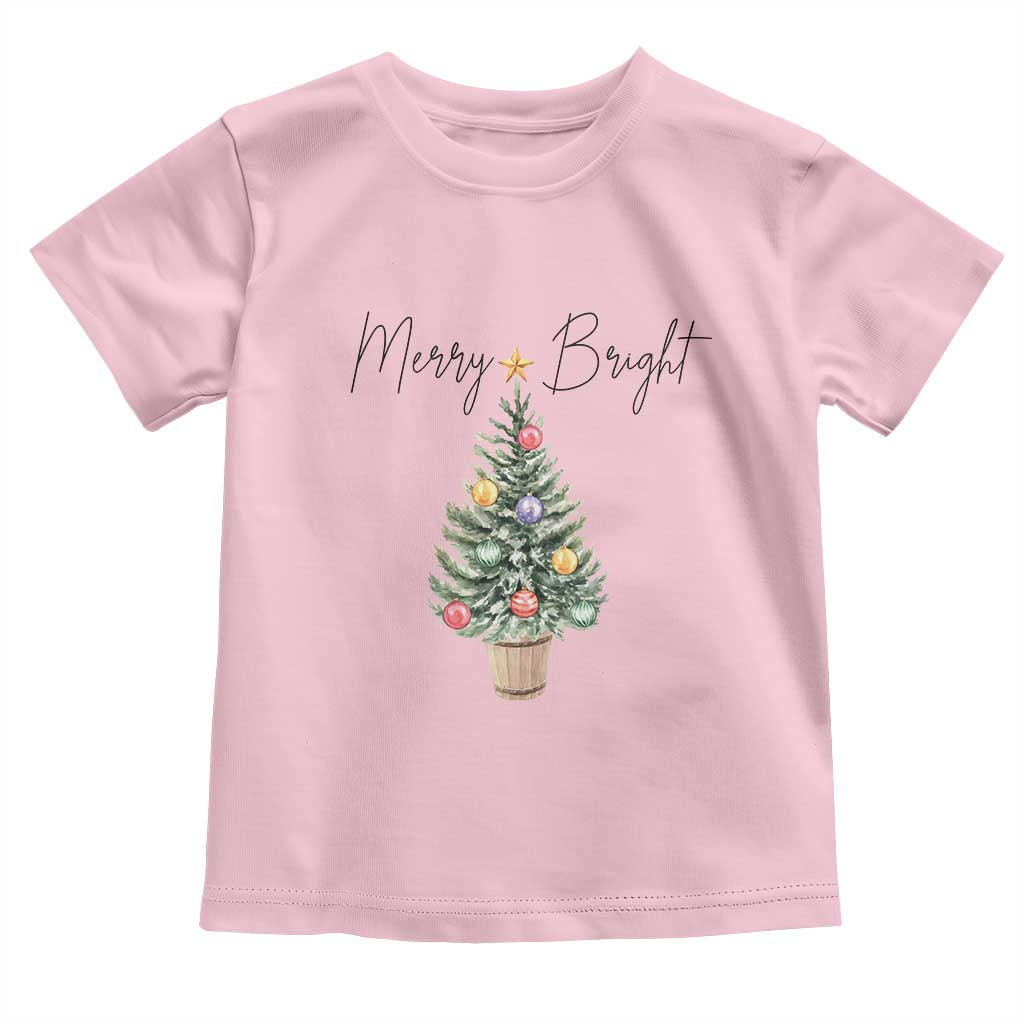 Christmas Baby Shirt Merry And Bright Retro Xmas Tree TS11 Light Pink Print Your Wear