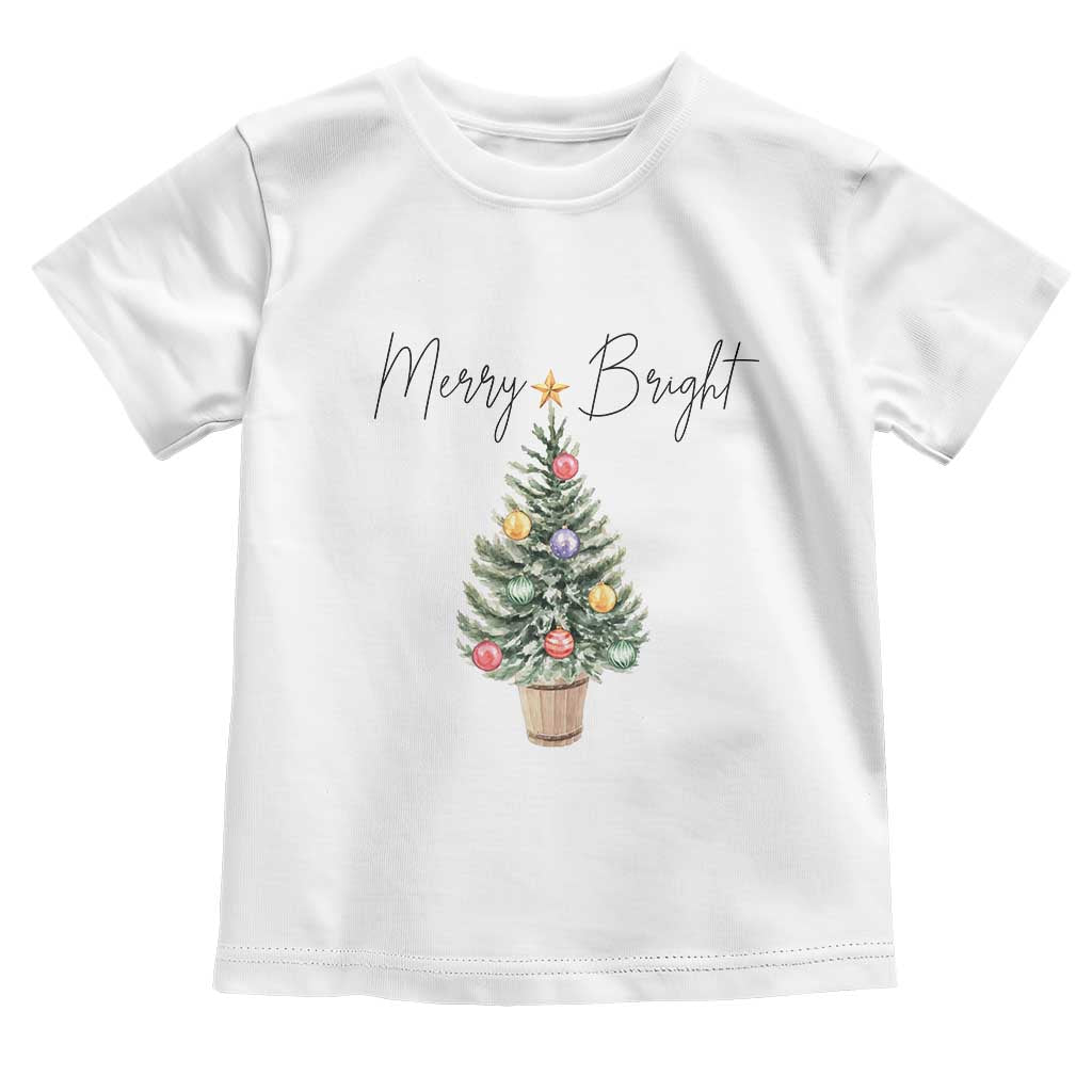 Christmas Baby Shirt Merry And Bright Retro Xmas Tree TS11 White Print Your Wear