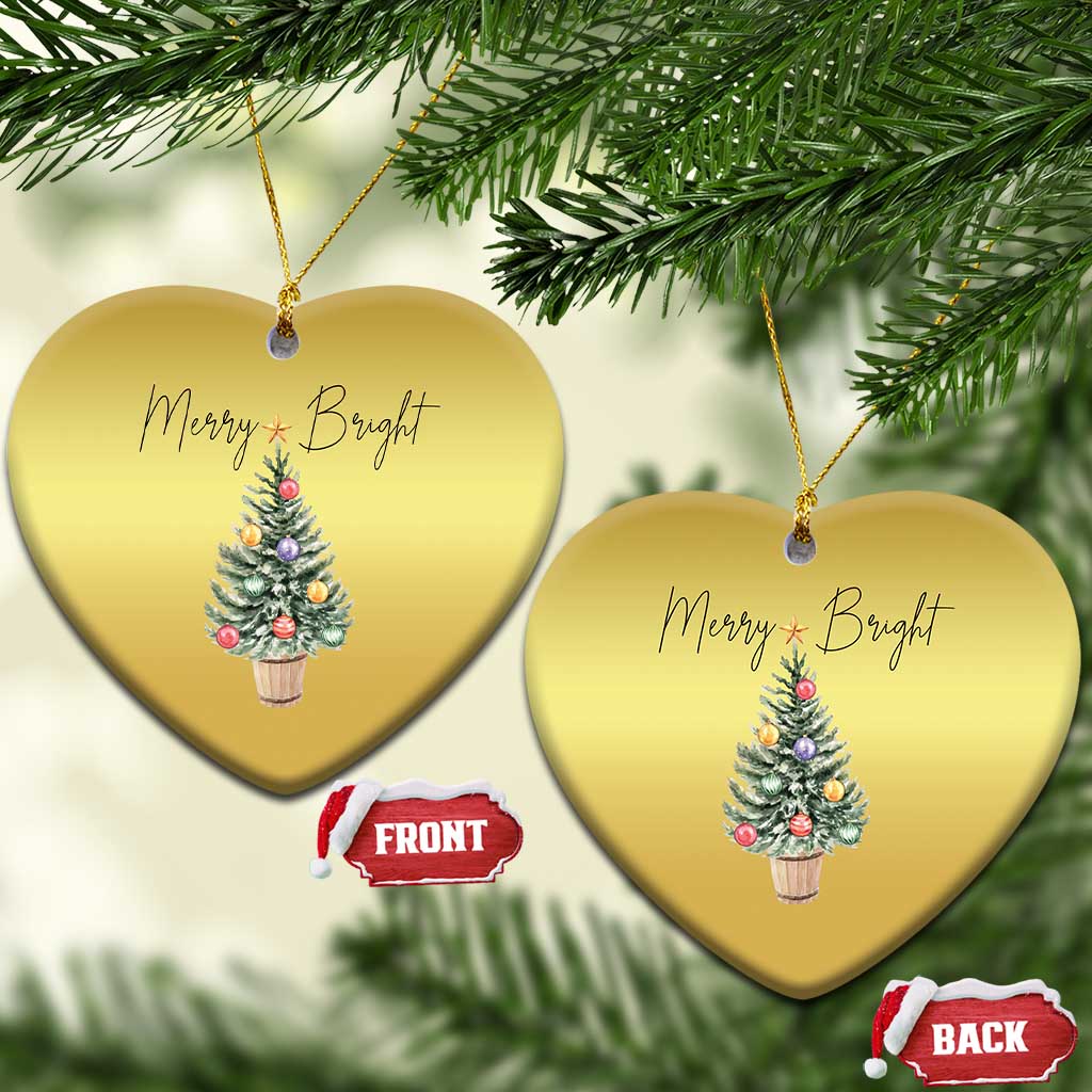 Xmas Christmas Ornament Merry And Bright Retro Xmas Tree TS11 Heart Gold Print Your Wear