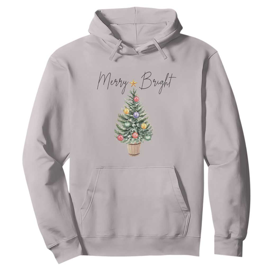 Christmas Hoodie Merry And Bright Retro Xmas Tree TS11 Ice Gray Print Your Wear
