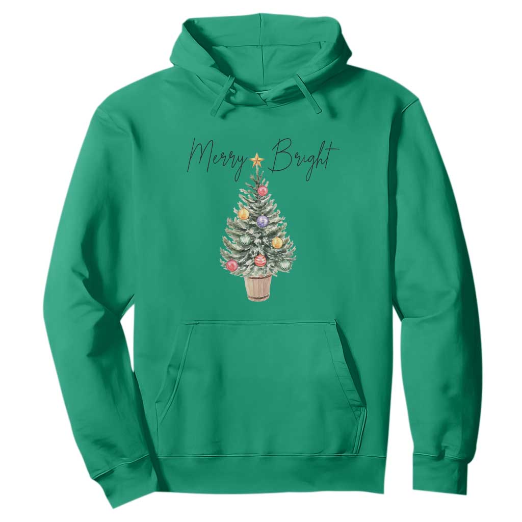 Christmas Hoodie Merry And Bright Retro Xmas Tree TS11 Irish Green Print Your Wear