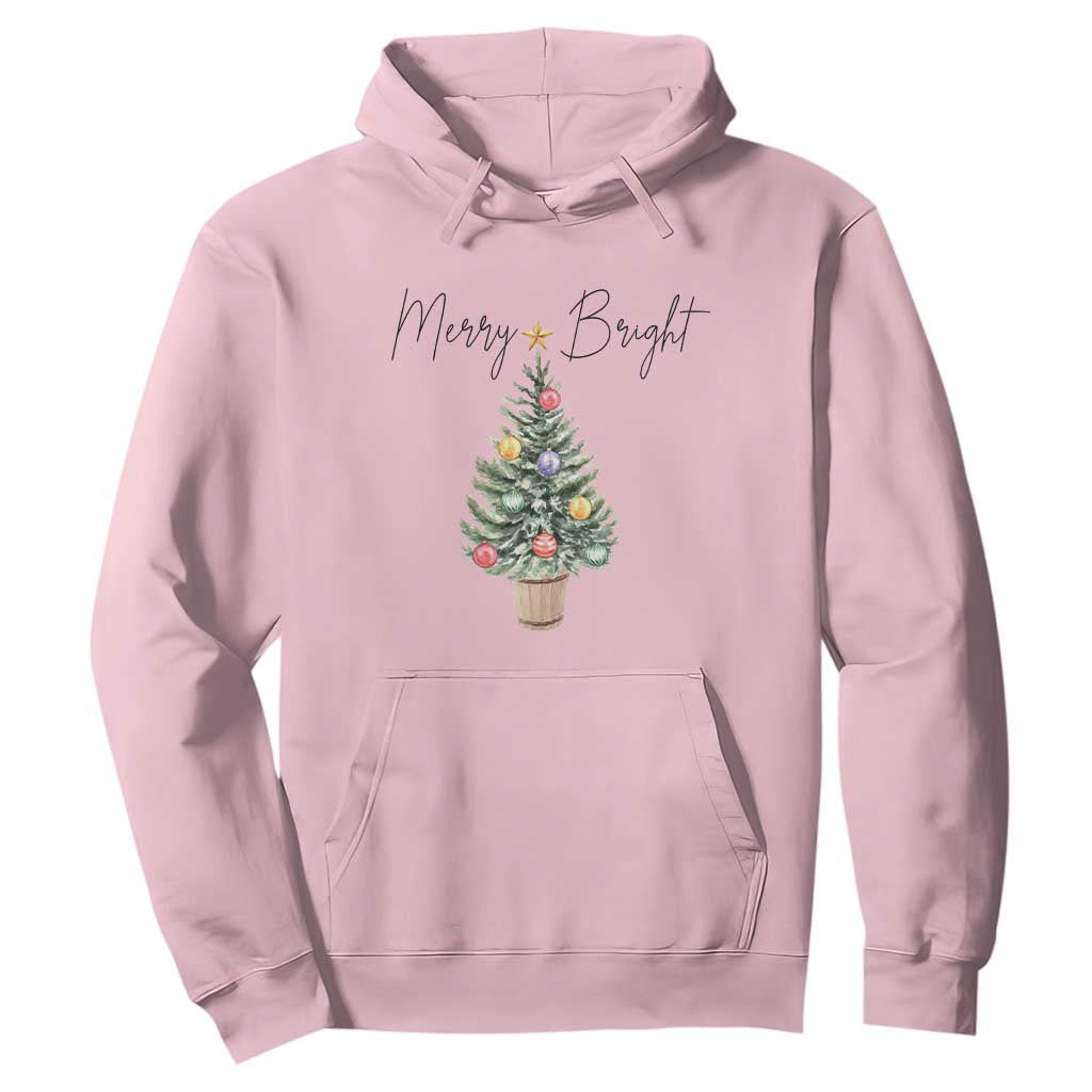 Christmas Hoodie Merry And Bright Retro Xmas Tree TS11 Light Pink Print Your Wear