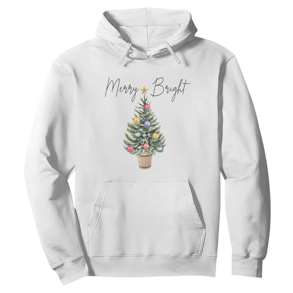 Christmas Hoodie Merry And Bright Retro Xmas Tree TS11 White Print Your Wear