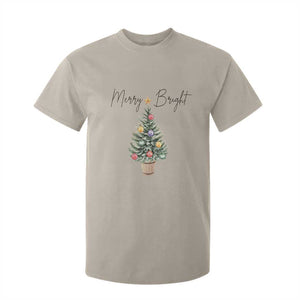 Christmas T Shirt For Kid Merry And Bright Retro Xmas Tree TS11 Sand Print Your Wear